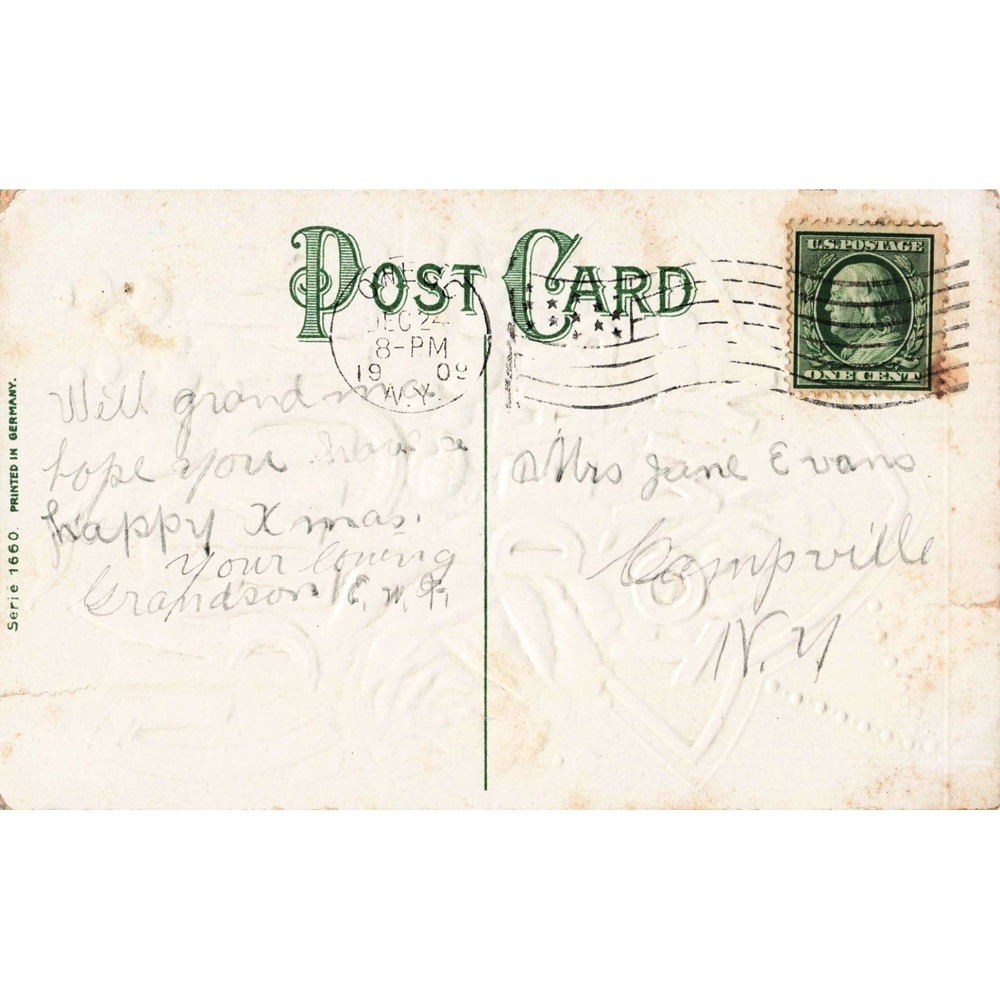 Antique 1909 To My Dear Grandma Embossed Postcard Floral Roses Germany VG - Picture 2 of 2